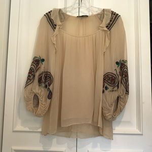Nanette Lepore Embroidered Silk Blouse